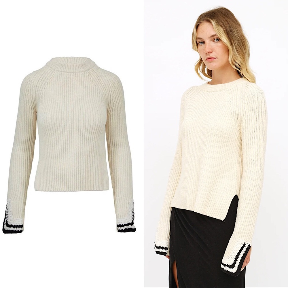 Helmut Lang Cream Sweater with Black Accents